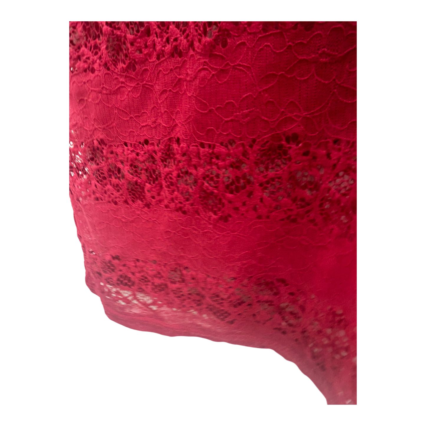 Tally Weijl Damen Shirt XXS Rot Spitze Stretch Oberteil 3 4 Arm Transparent Sexy