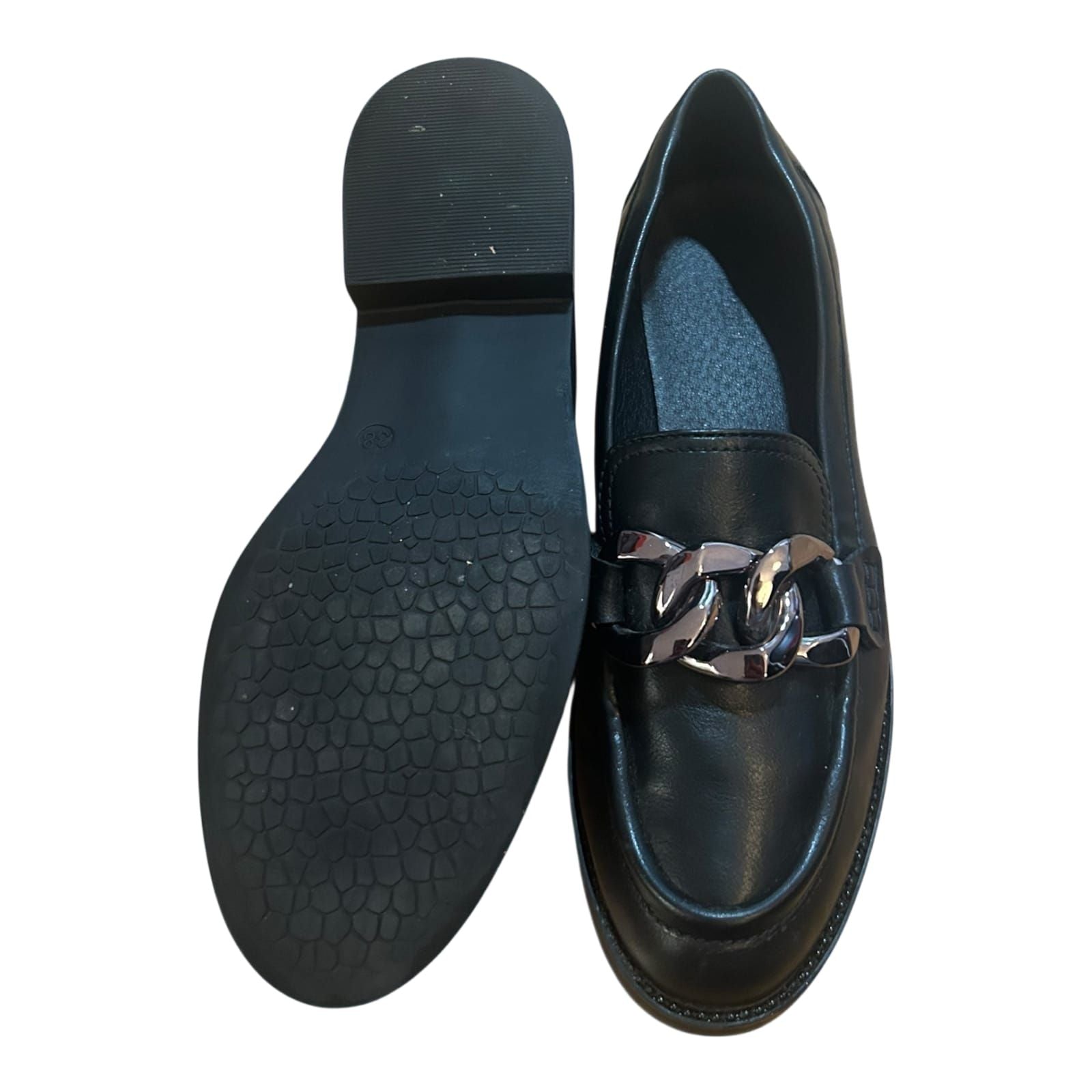 Graceland Damen Loafer Schwarz Kette Elegant Schuhe Gr 38 Flach Klassisch