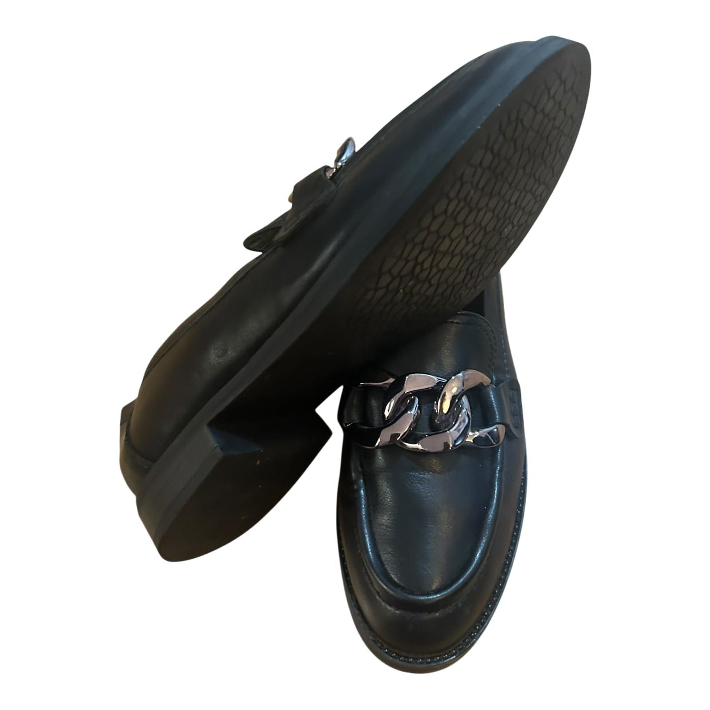 Graceland Damen Loafer Schwarz Kette Elegant Schuhe Gr 38 Flach Klassisch