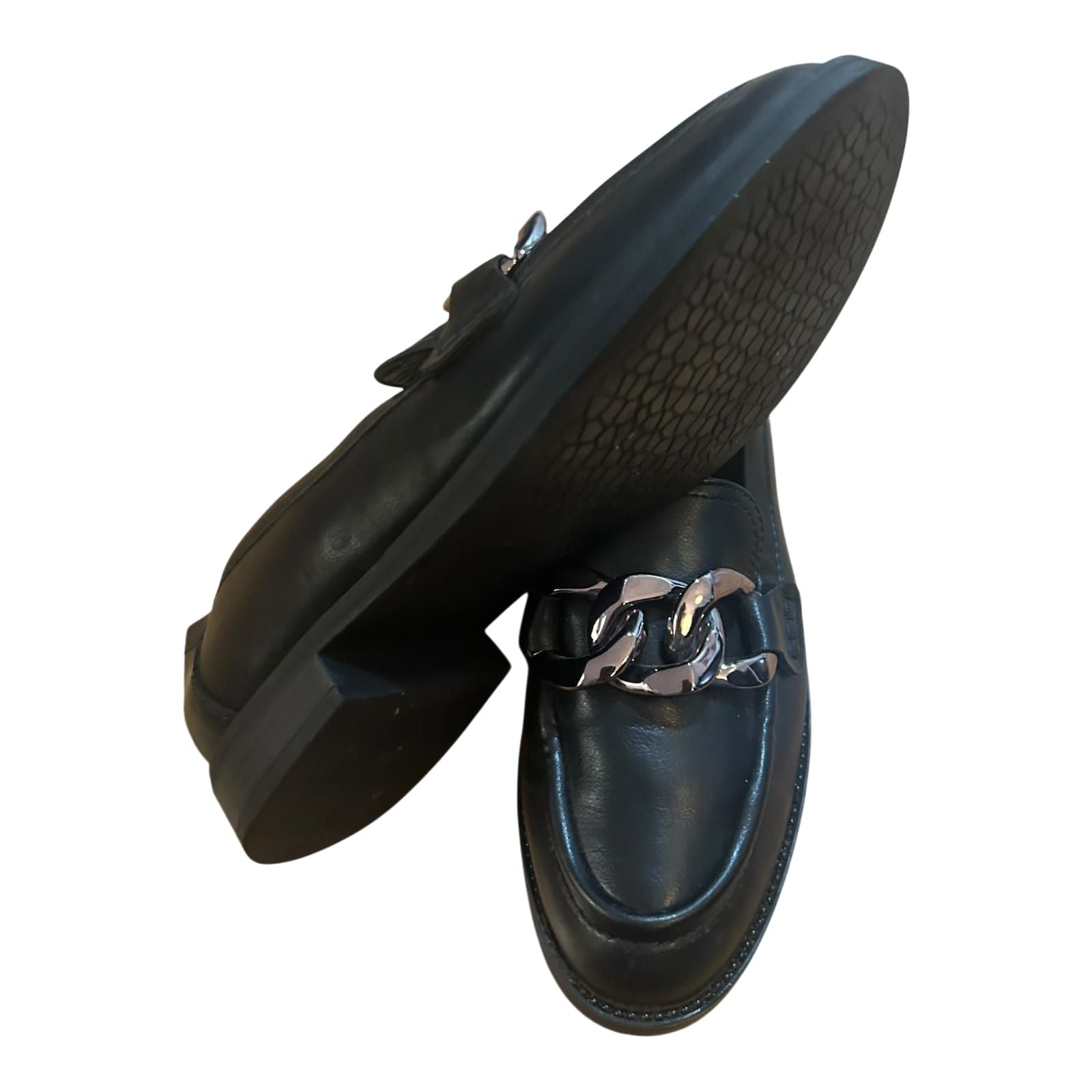 Graceland Damen Loafer Schwarz Kette Elegant Schuhe Gr 38 Flach Klassisch