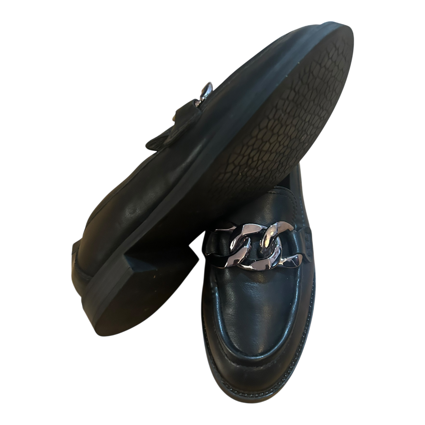 Graceland Damen Loafer Schwarz Kette Elegant Schuhe Gr 38 Flach Klassisch