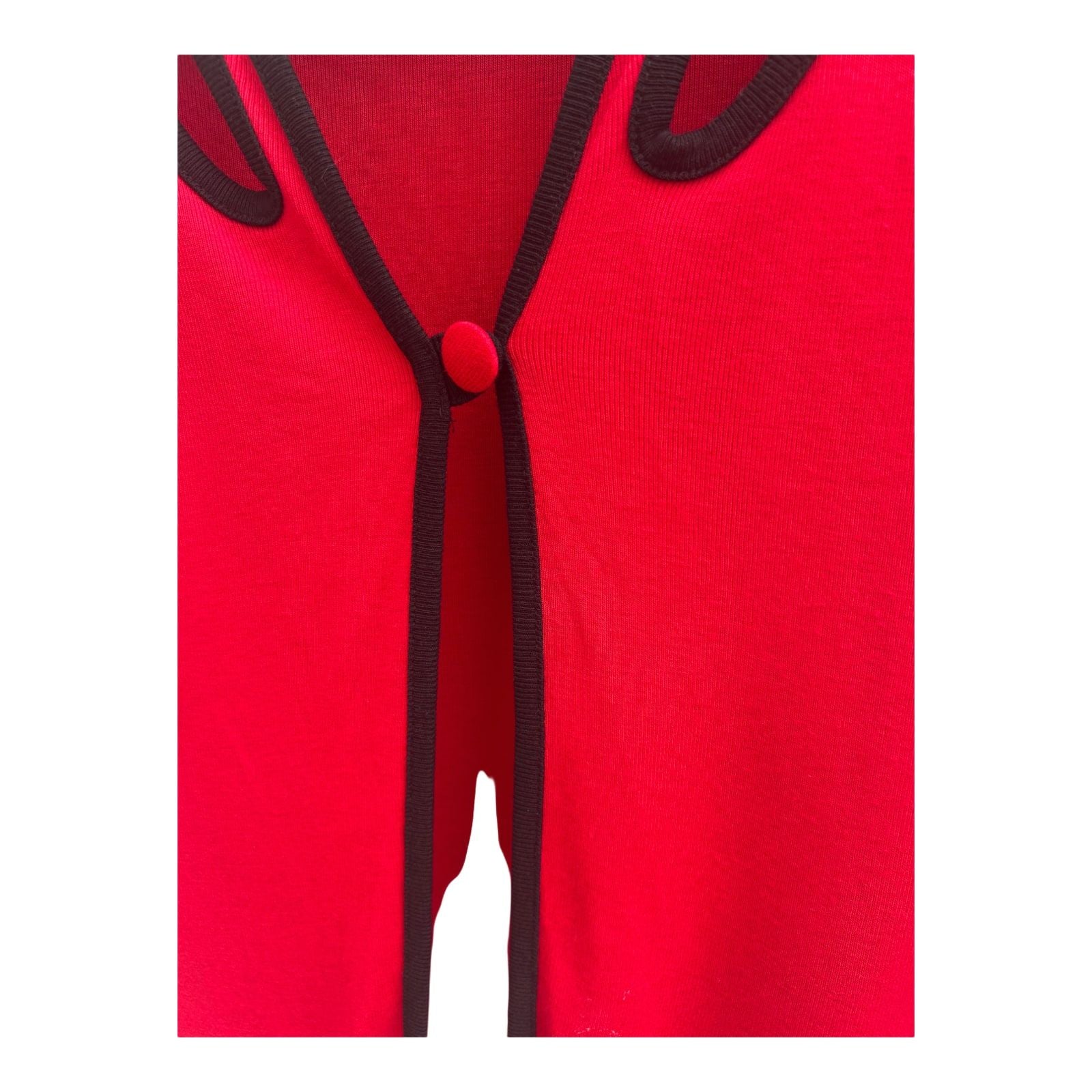 Fluide Paris Damen Bluse Shirt Rot Schwarz Gr M Vintage Oberteil Kurzarm Elegant Chic