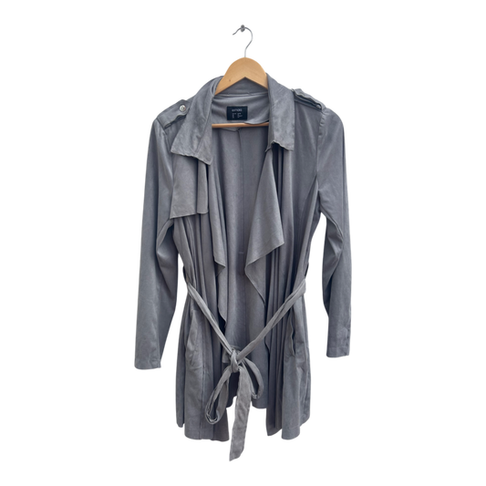 Damen Trenchcoat Gr 42 Grau Esmara Wasserfall Mantel Bindegürtel Übergangszeit