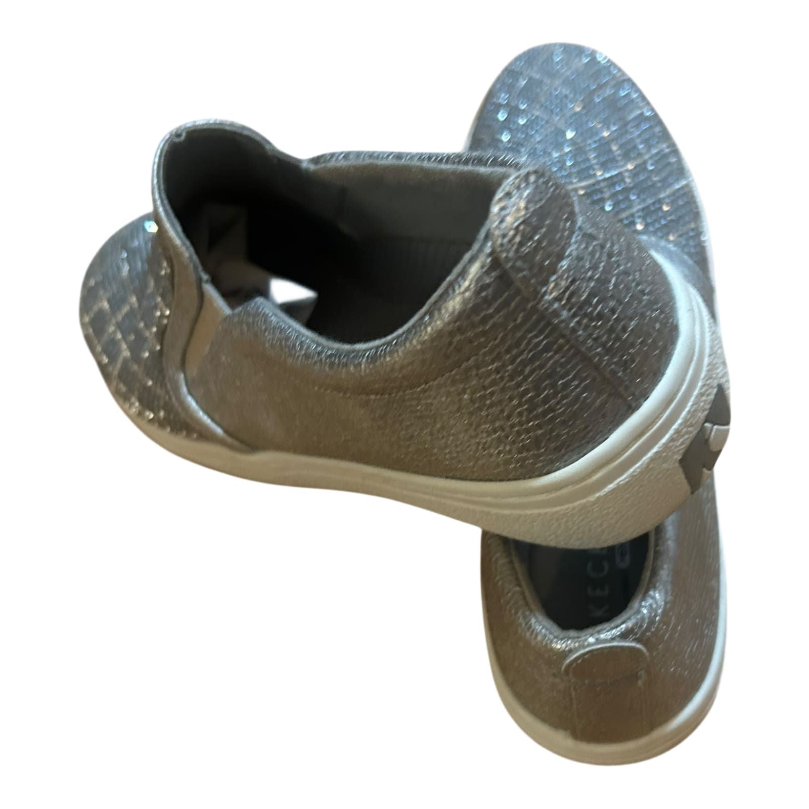 Skechers Slip On Damen Schuhe Gr 38 Grau Glitzer Strass Komfort Freizeit