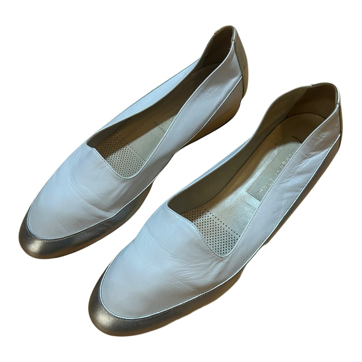 Hubert Pflug Damen Schuhe Leder Elegant Weiss Silber Gold Komfort Gr 40,5