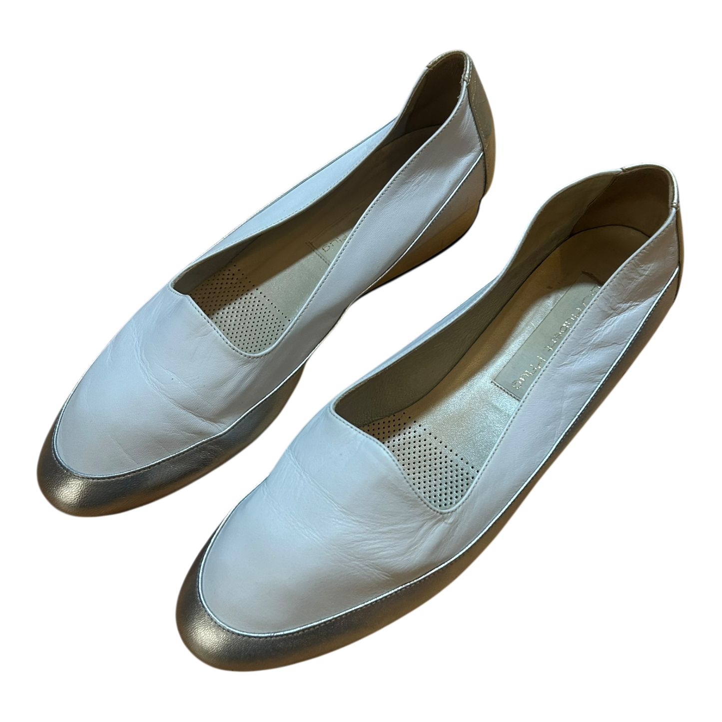 Hubert Pflug Damen Schuhe Leder Elegant Weiss Silber Gold Komfort Gr 40,5