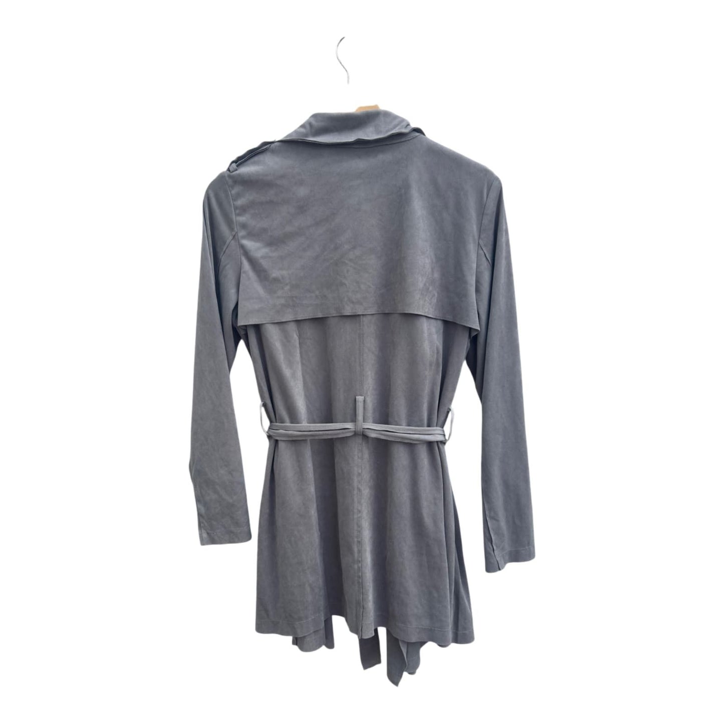Damen Trenchcoat Gr 42 Grau Esmara Wasserfall Mantel Bindegürtel Übergangszeit