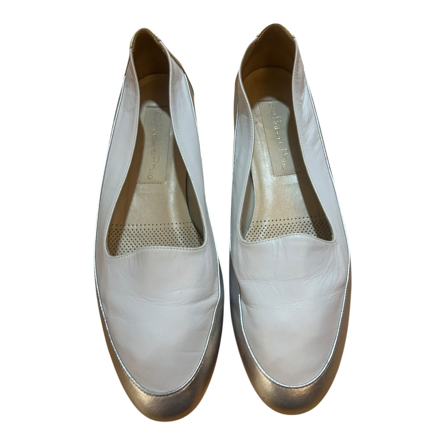 Hubert Pflug Damen Schuhe Leder Elegant Weiss Silber Gold Komfort Gr 40,5