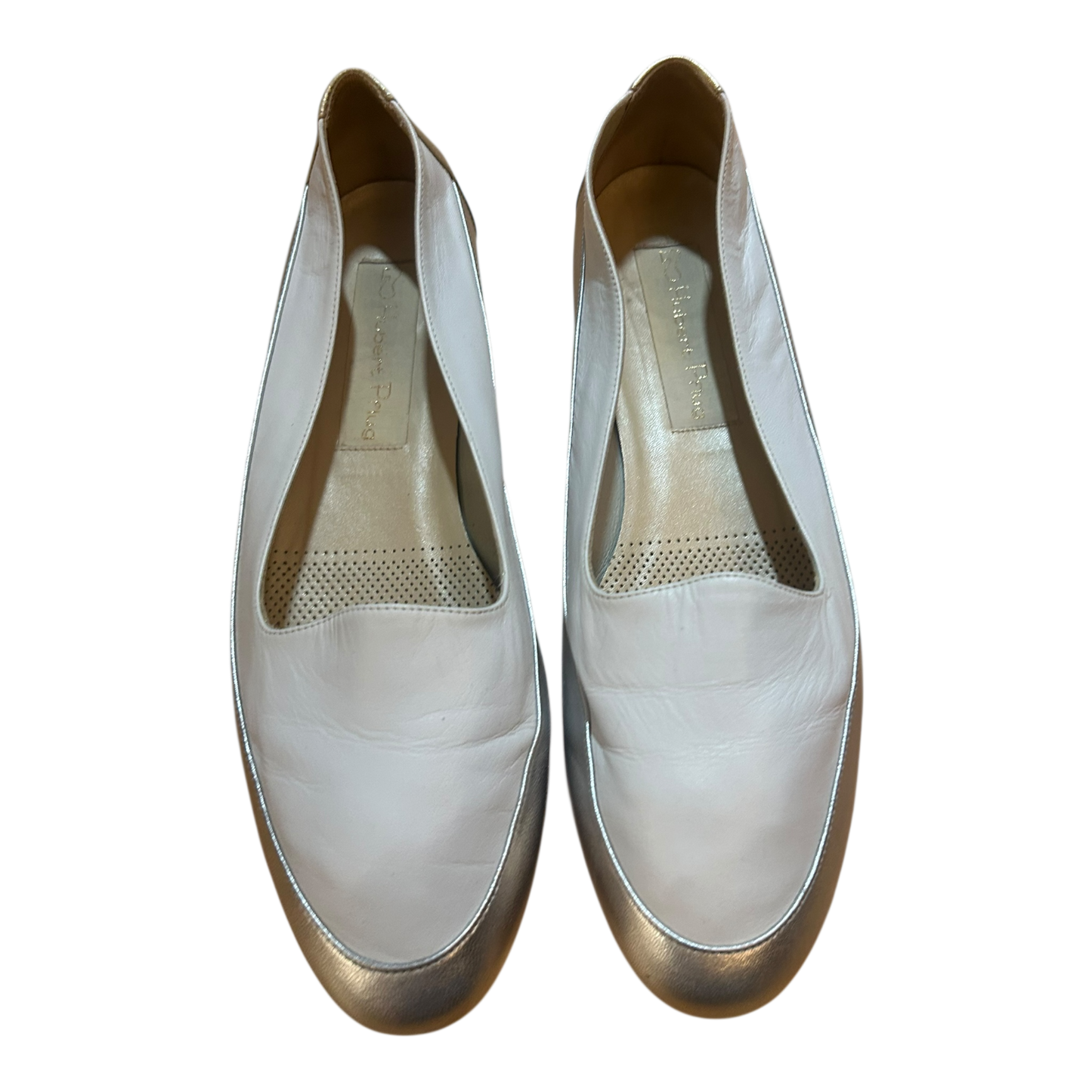 Hubert Pflug Damen Schuhe Leder Elegant Weiss Silber Gold Komfort Gr 40,5