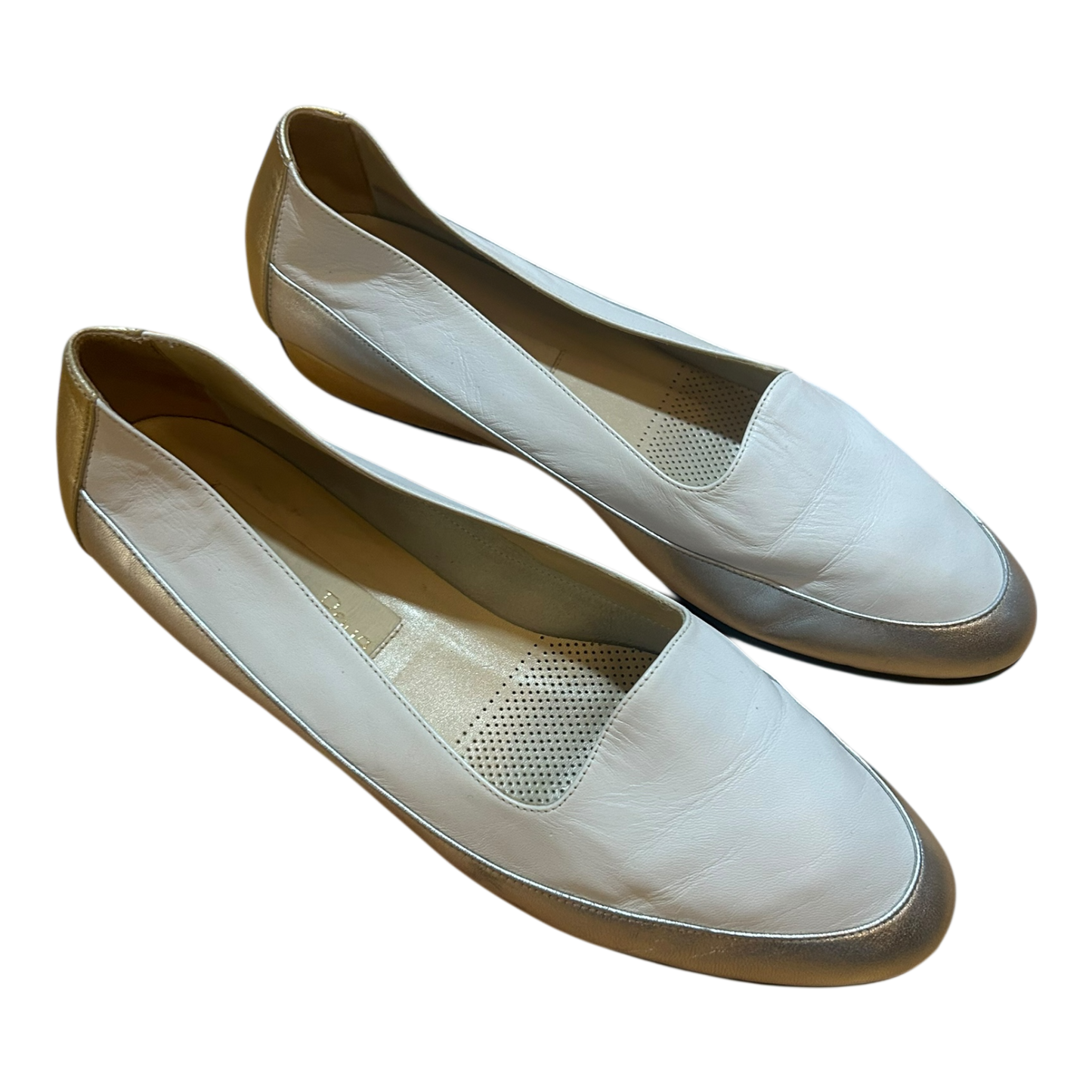 Hubert Pflug Damen Schuhe Leder Elegant Weiss Silber Gold Komfort Gr 40,5