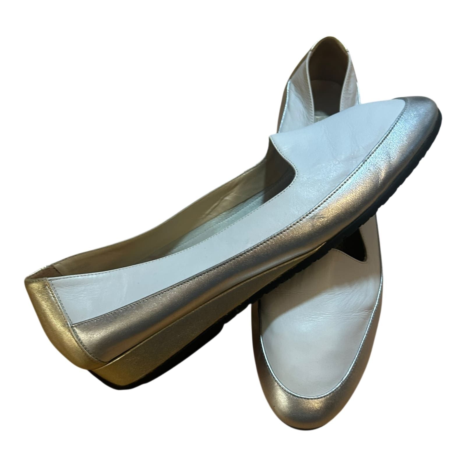 Hubert Pflug Damen Schuhe Leder Elegant Weiss Silber Gold Komfort Gr 40,5