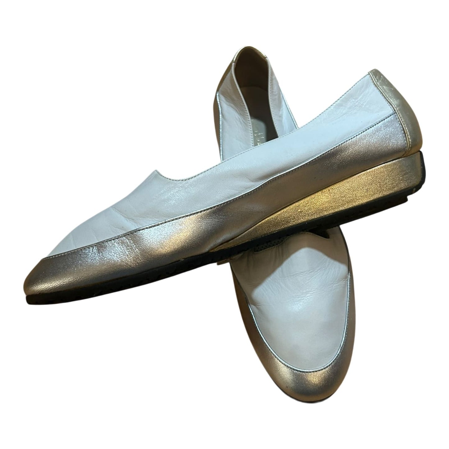 Hubert Pflug Damen Schuhe Leder Elegant Weiss Silber Gold Komfort Gr 40,5