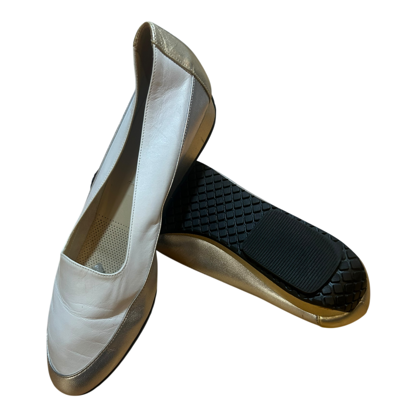 Hubert Pflug Damen Schuhe Leder Elegant Weiss Silber Gold Komfort Gr 40,5