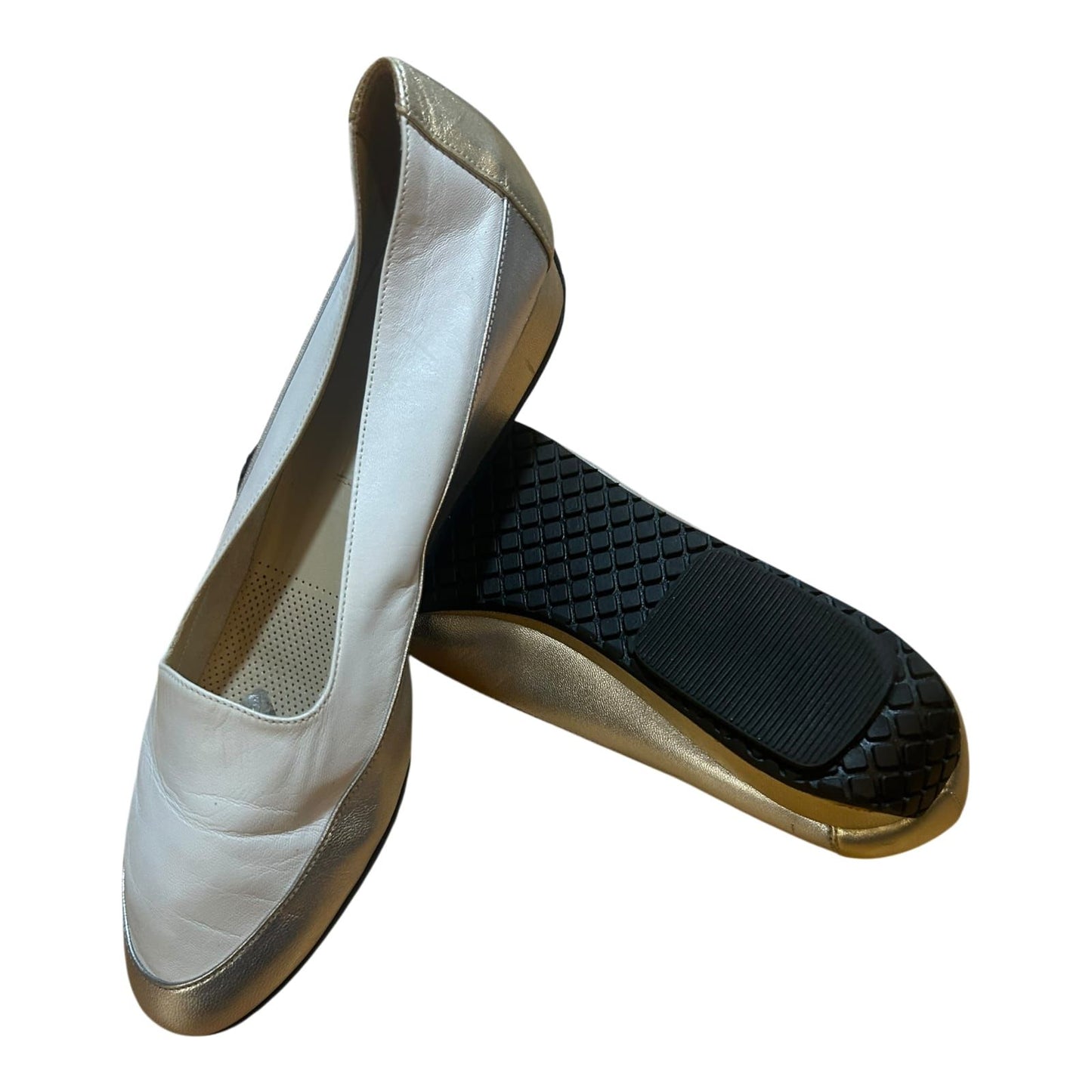 Hubert Pflug Damen Schuhe Leder Elegant Weiss Silber Gold Komfort Gr 40,5