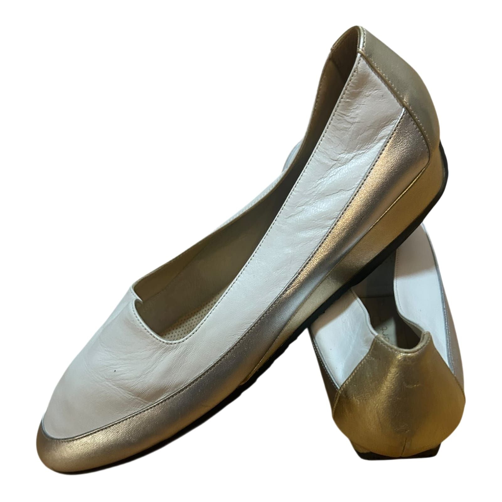 Hubert Pflug Damen Schuhe Leder Elegant Weiss Silber Gold Komfort Gr 40,5