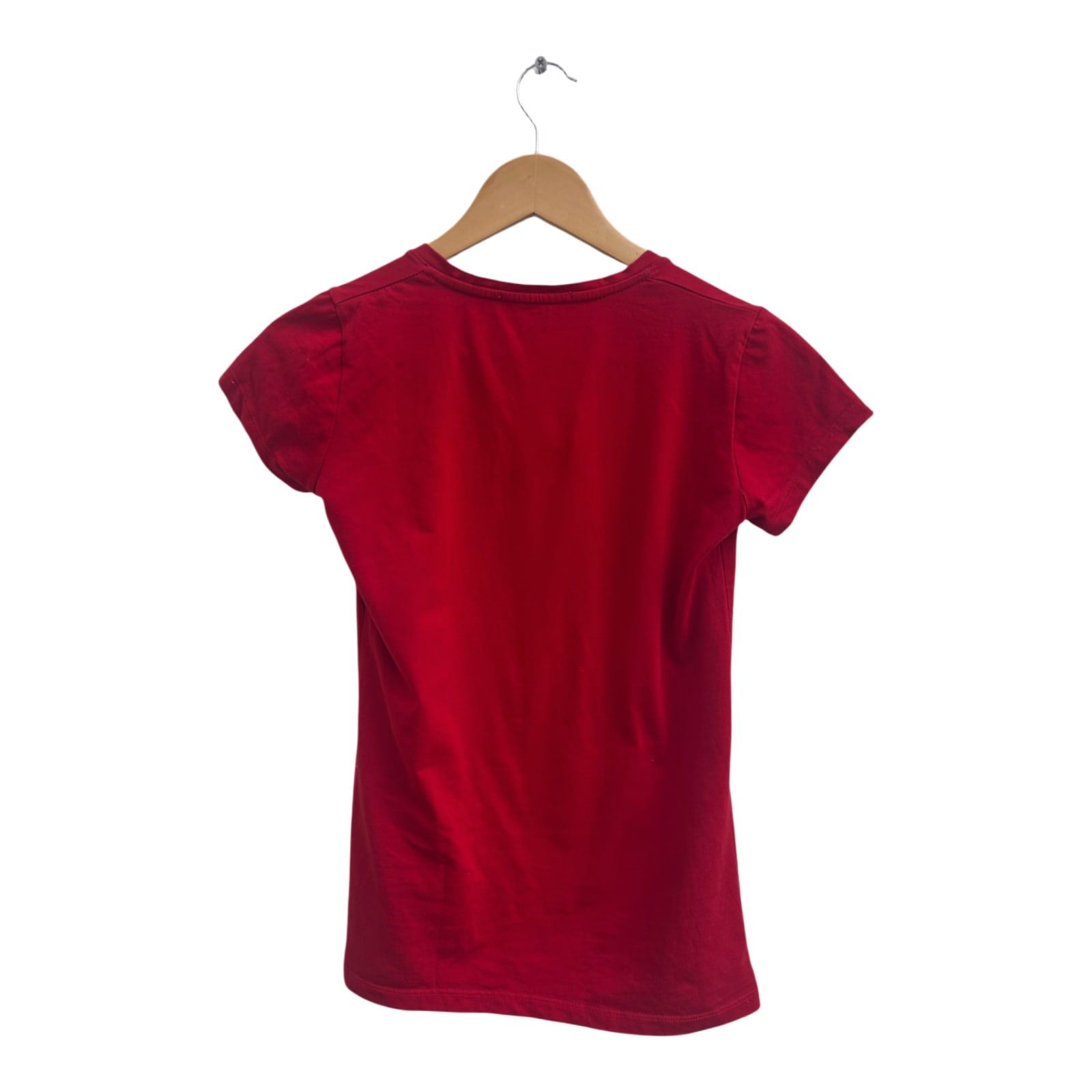 US Polo Damen T Shirt Rot M Baumwolle Stretch Kurzarm Logo Basic Freizeit