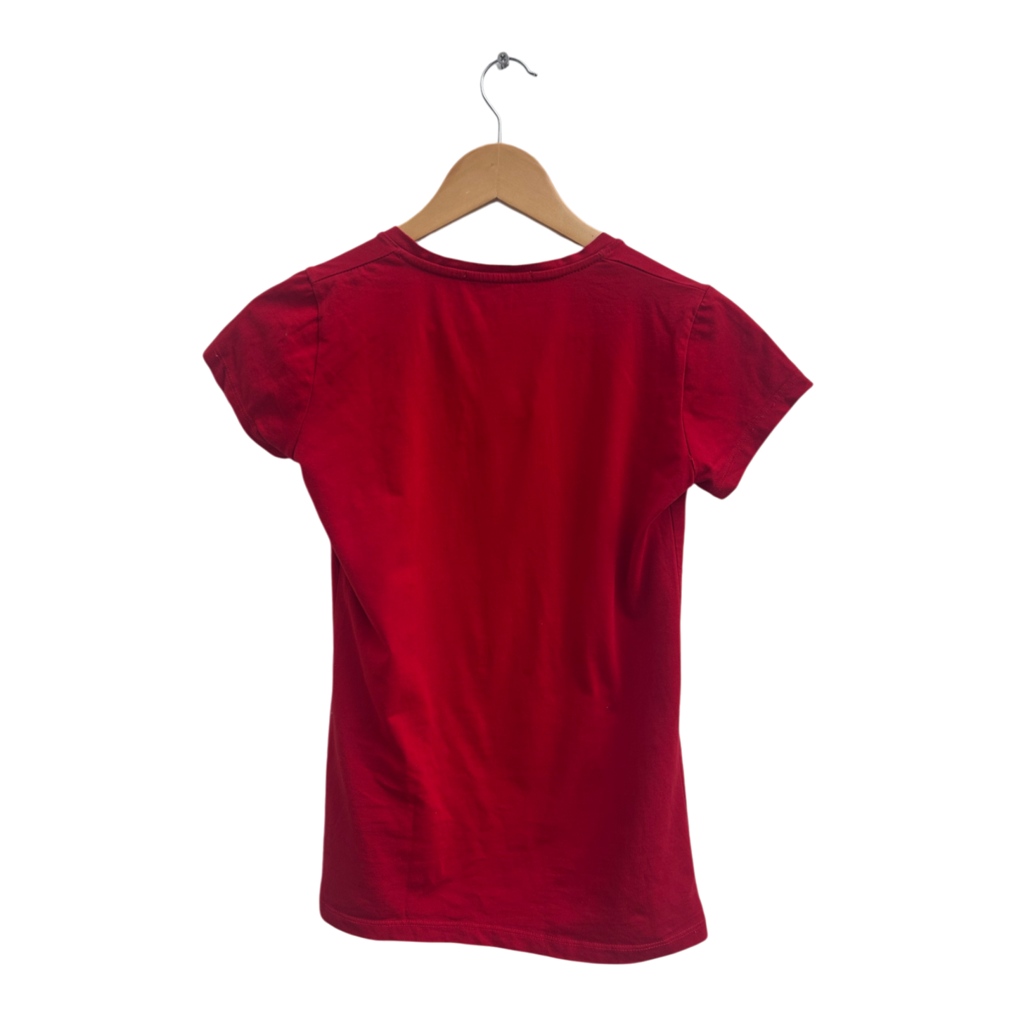 US Polo Damen T Shirt Rot M Baumwolle Stretch Kurzarm Logo Basic Freizeit