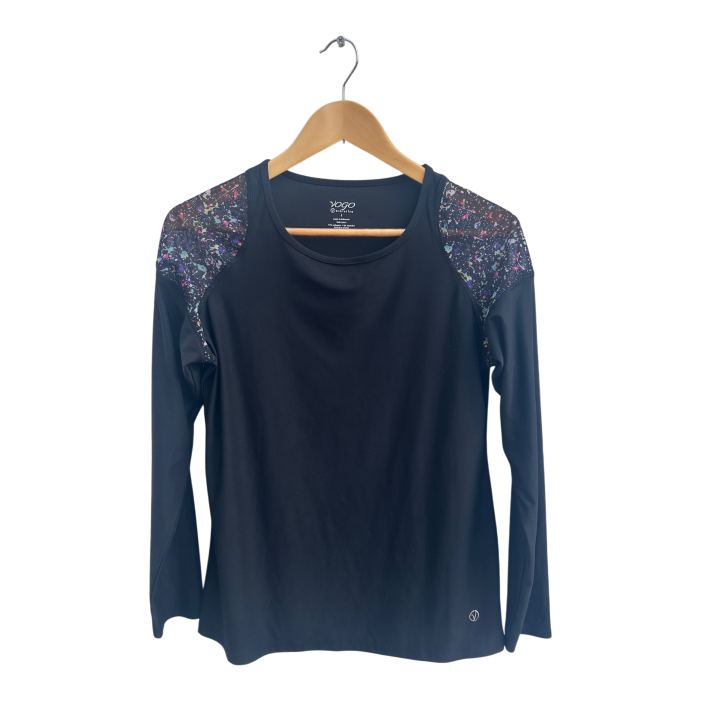 Vogo Athletics Damen Sportshirt Gr L Schwarz Langarm Stretch Fitness Yoga Training