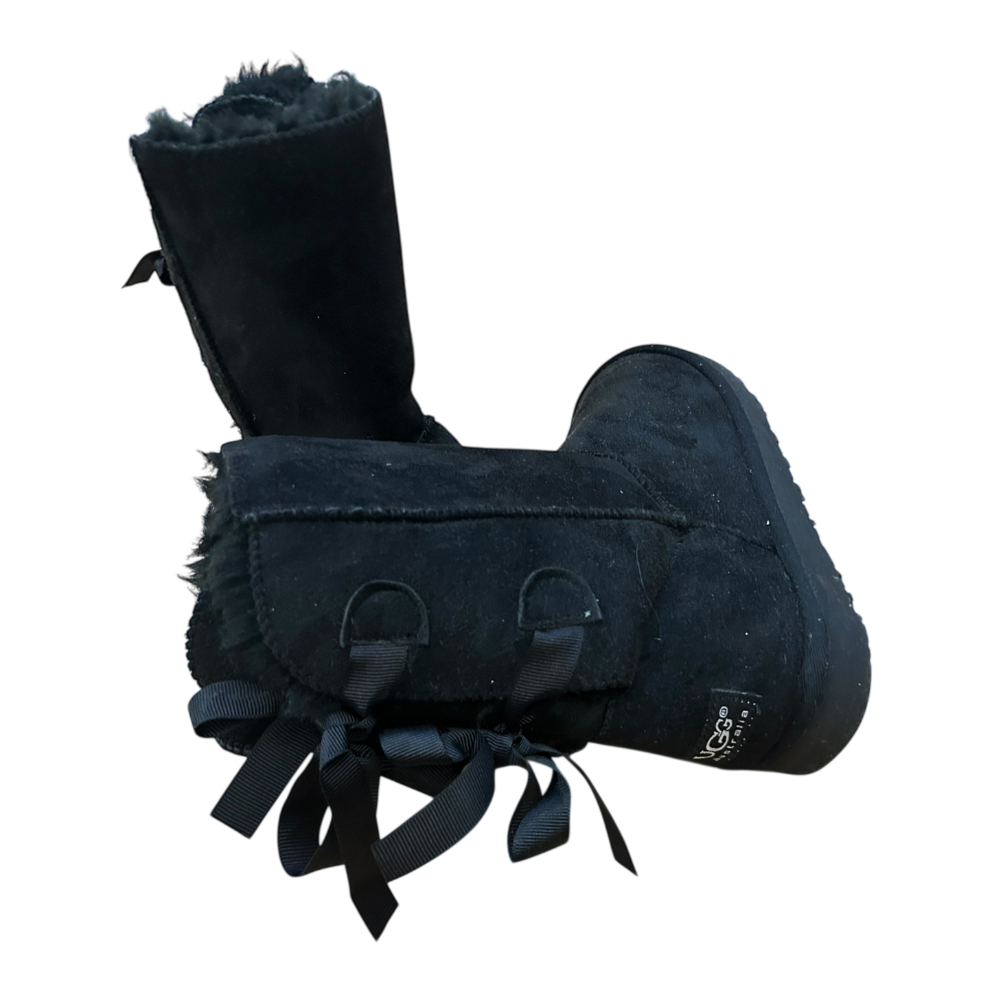 UGG Bailey Bow II Damen Gr 41 Schlupfboots Stiefel Schwarz Lederfell Gr 41 Winter