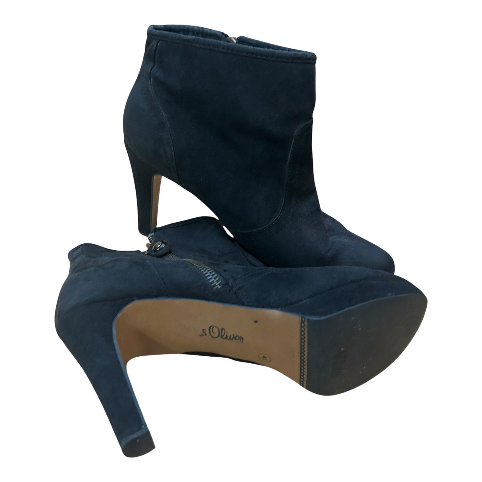 s.Oliver Damen Stiefeletten Gr 41 Schwarz Wildleder Elegant Absatz 9 cm