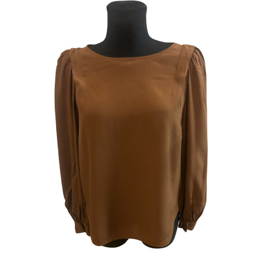 Esprit Damen Bluse Größe 36 Braun 100% Viskose Langarm Elegant Alltag Chic Style