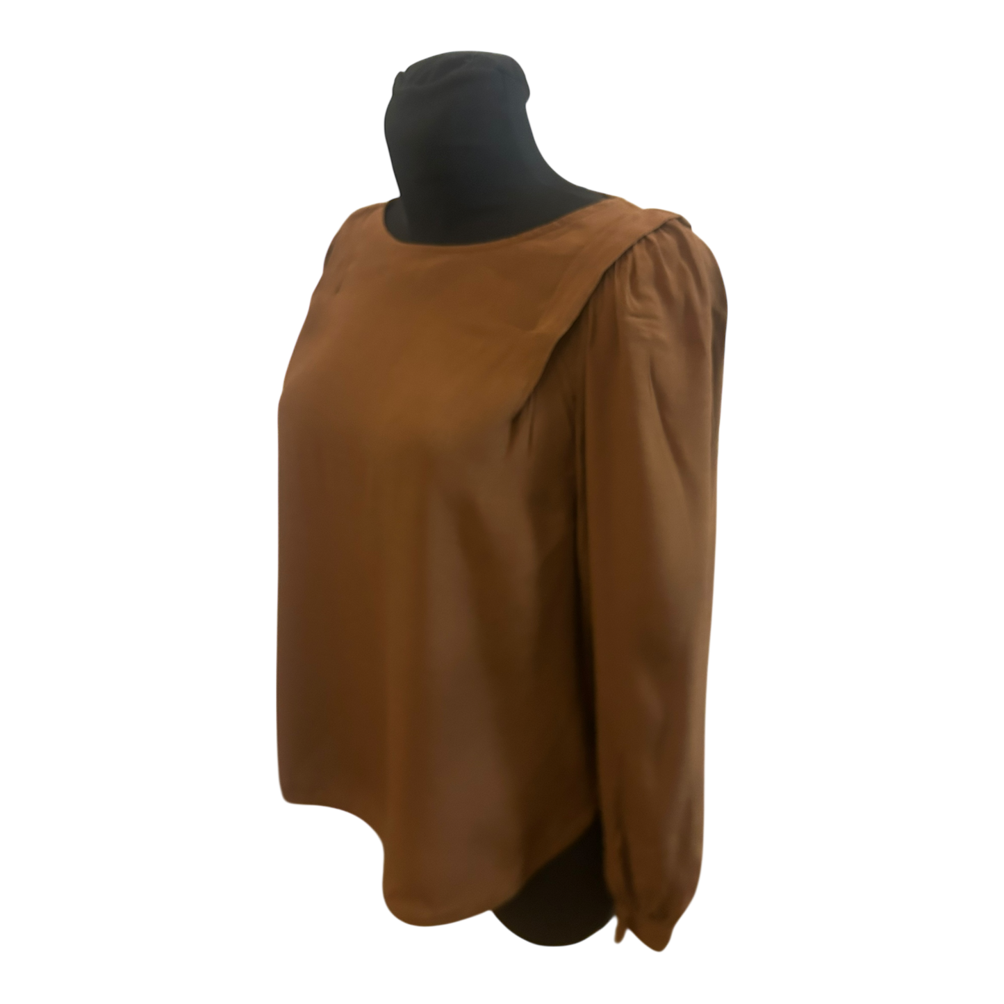 Esprit Damen Bluse Größe 36 Braun 100% Viskose Langarm Elegant Alltag Chic Style