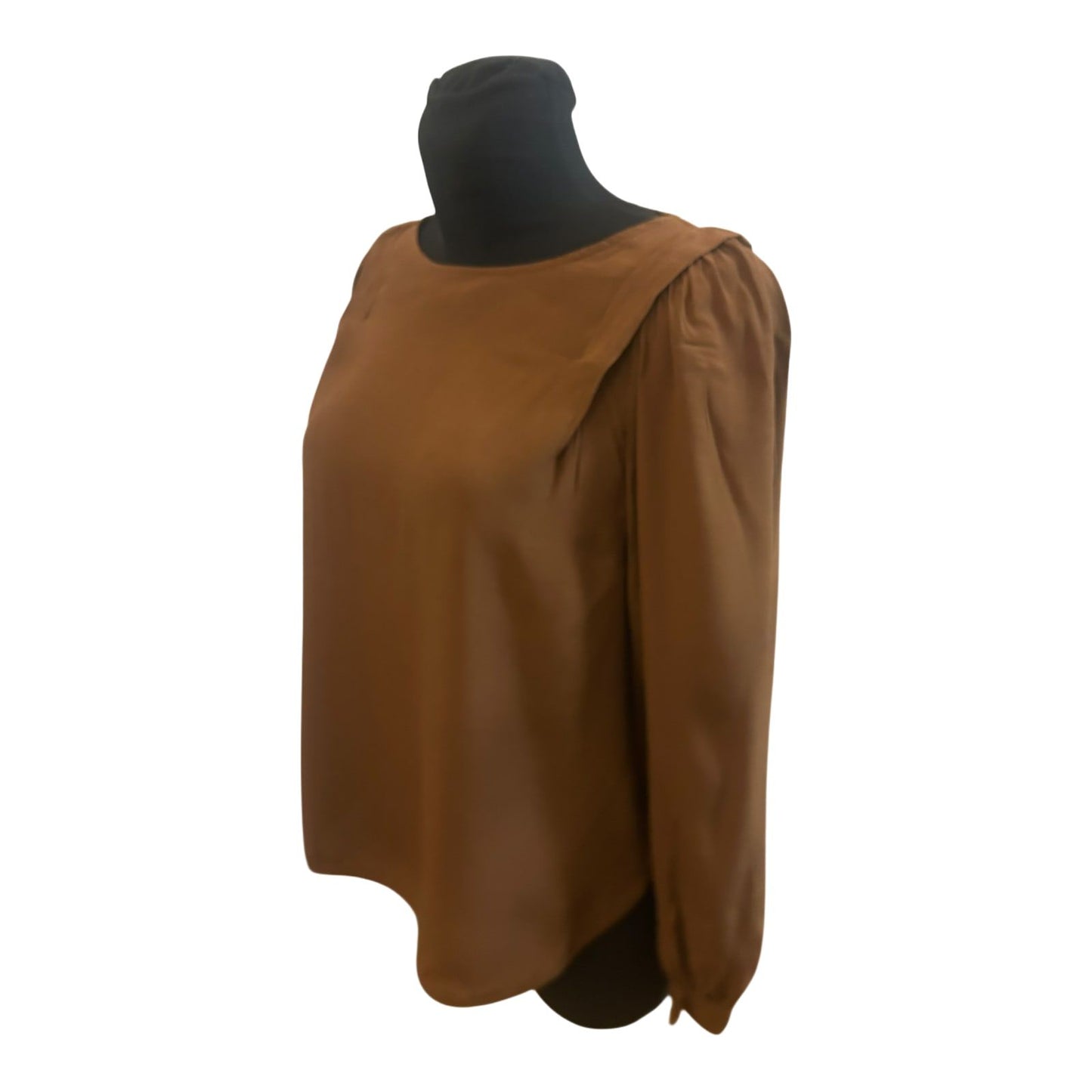 Esprit Damen Bluse Größe 36 Braun 100% Viskose Langarm Elegant Alltag Chic Style