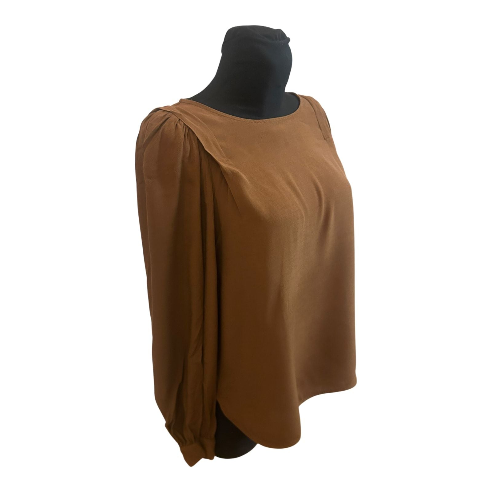 Esprit Damen Bluse Größe 36 Braun 100% Viskose Langarm Elegant Alltag Chic Style