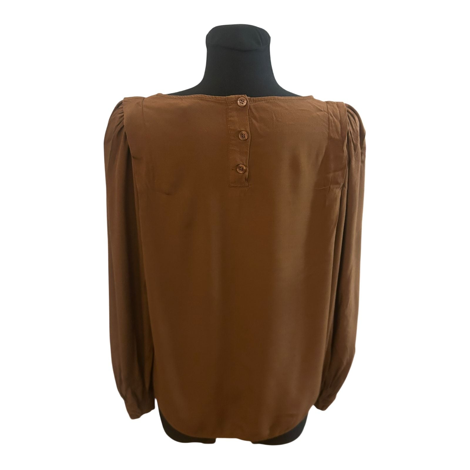 Esprit Damen Bluse Größe 36 Braun 100% Viskose Langarm Elegant Alltag Chic Style