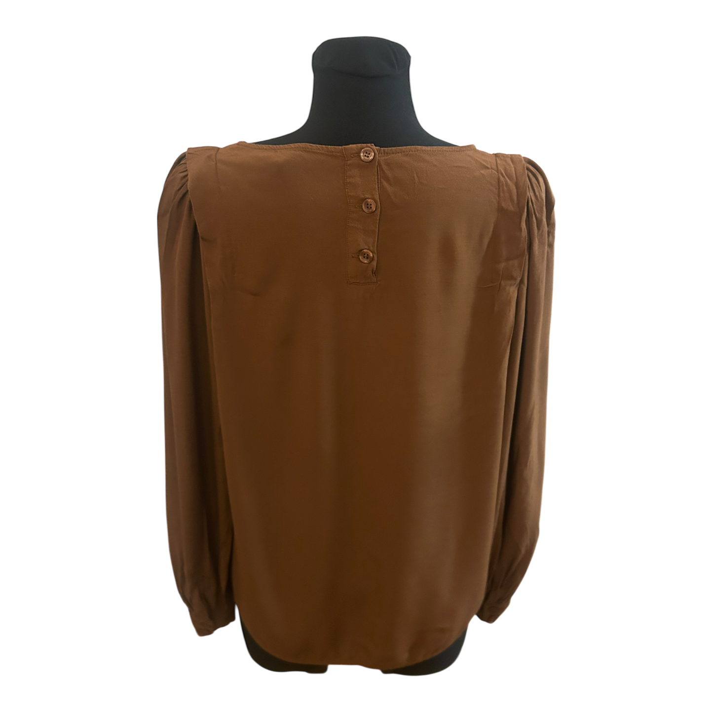 Esprit Damen Bluse Größe 36 Braun 100% Viskose Langarm Elegant Alltag Chic Style