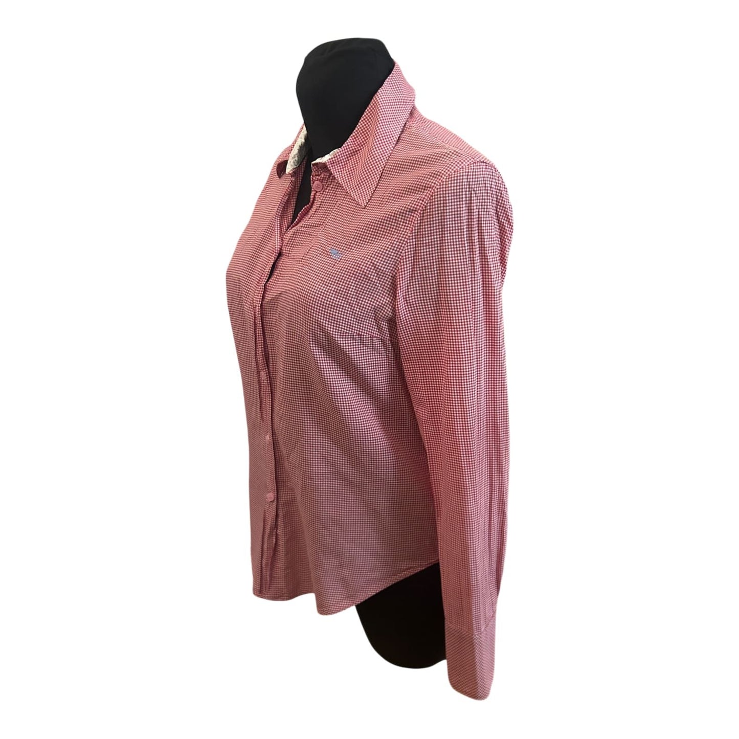 Damen Bluse Größe S Rot Weiß Karo Langarm Hemdbluse Leicht Baumwollmix