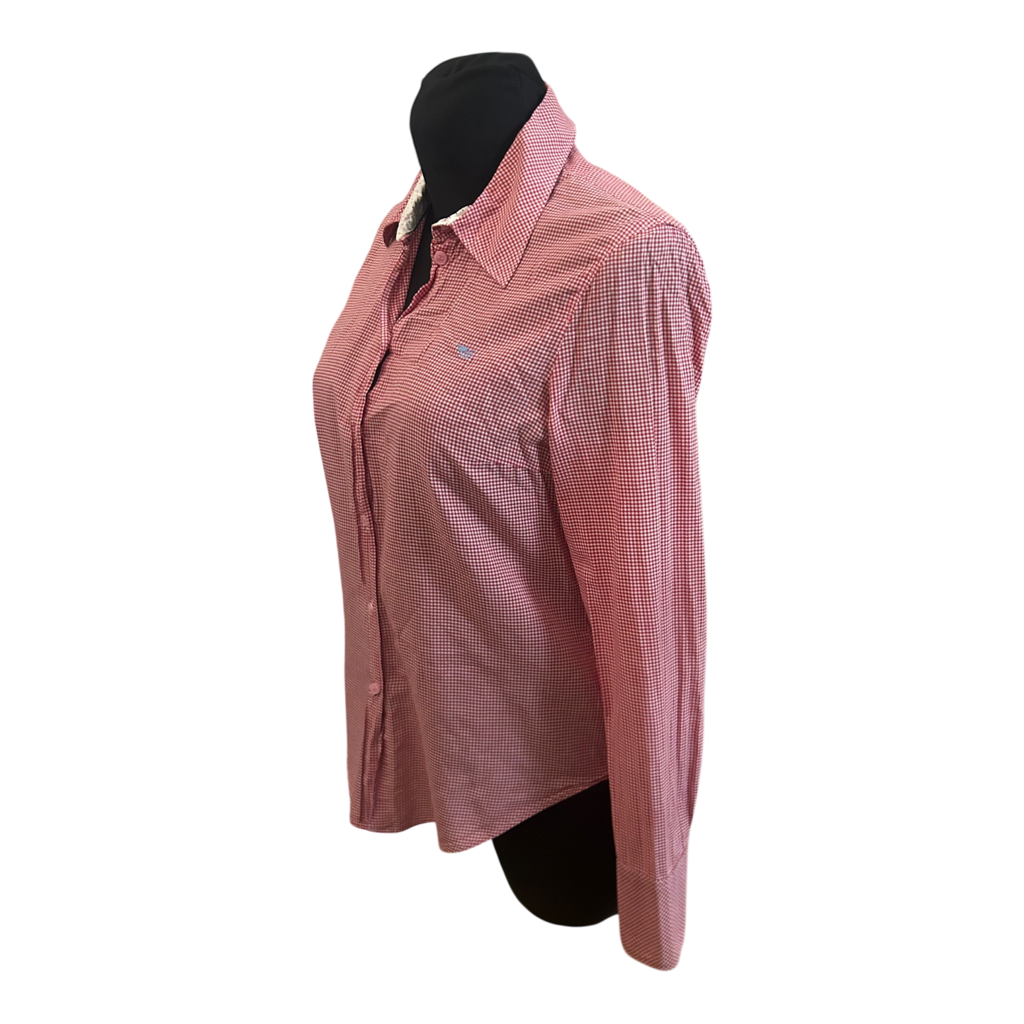 Damen Bluse Größe S Rot Weiß Karo Langarm Hemdbluse Leicht Baumwollmix