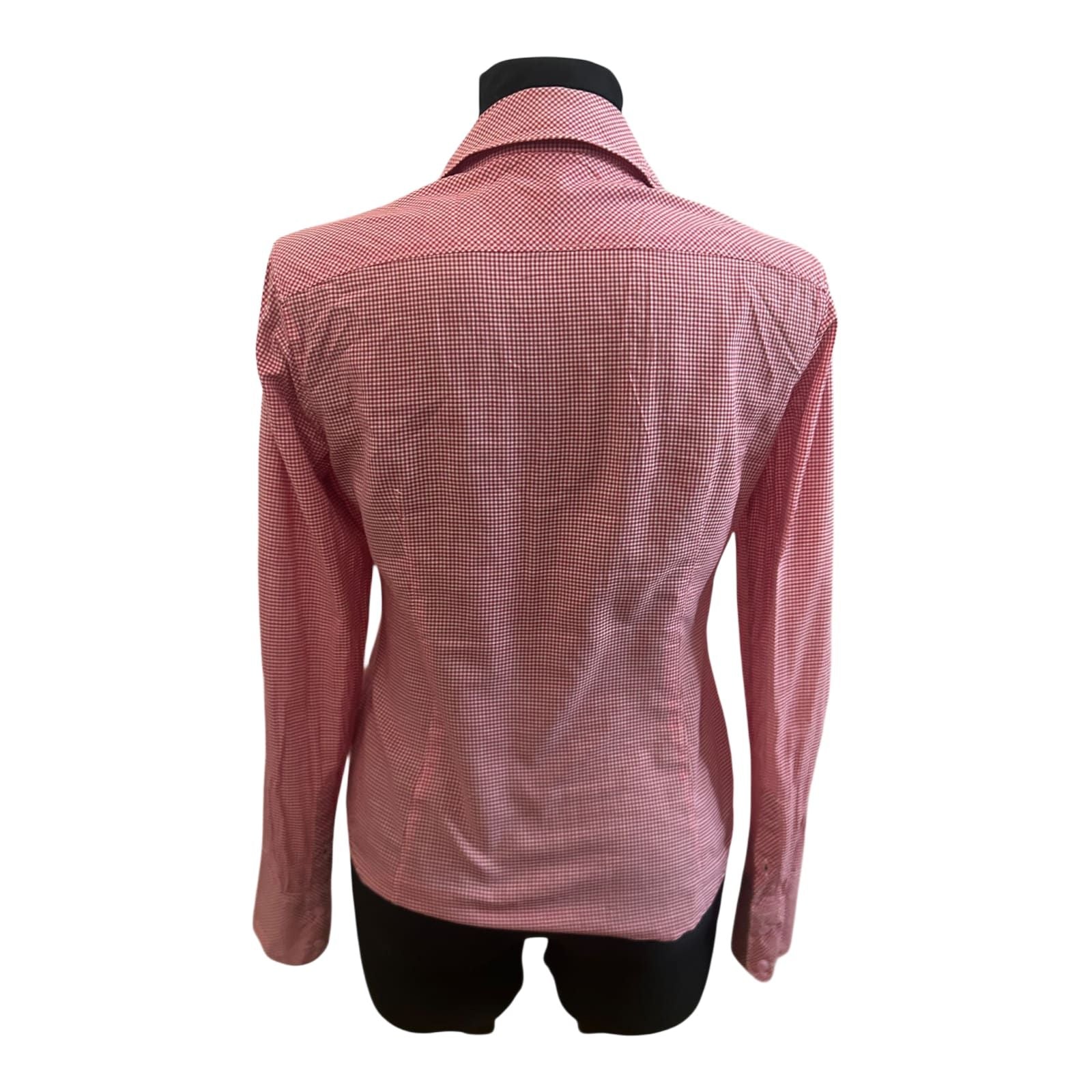 Damen Bluse Größe S Rot Weiß Karo Langarm Hemdbluse Leicht Baumwollmix