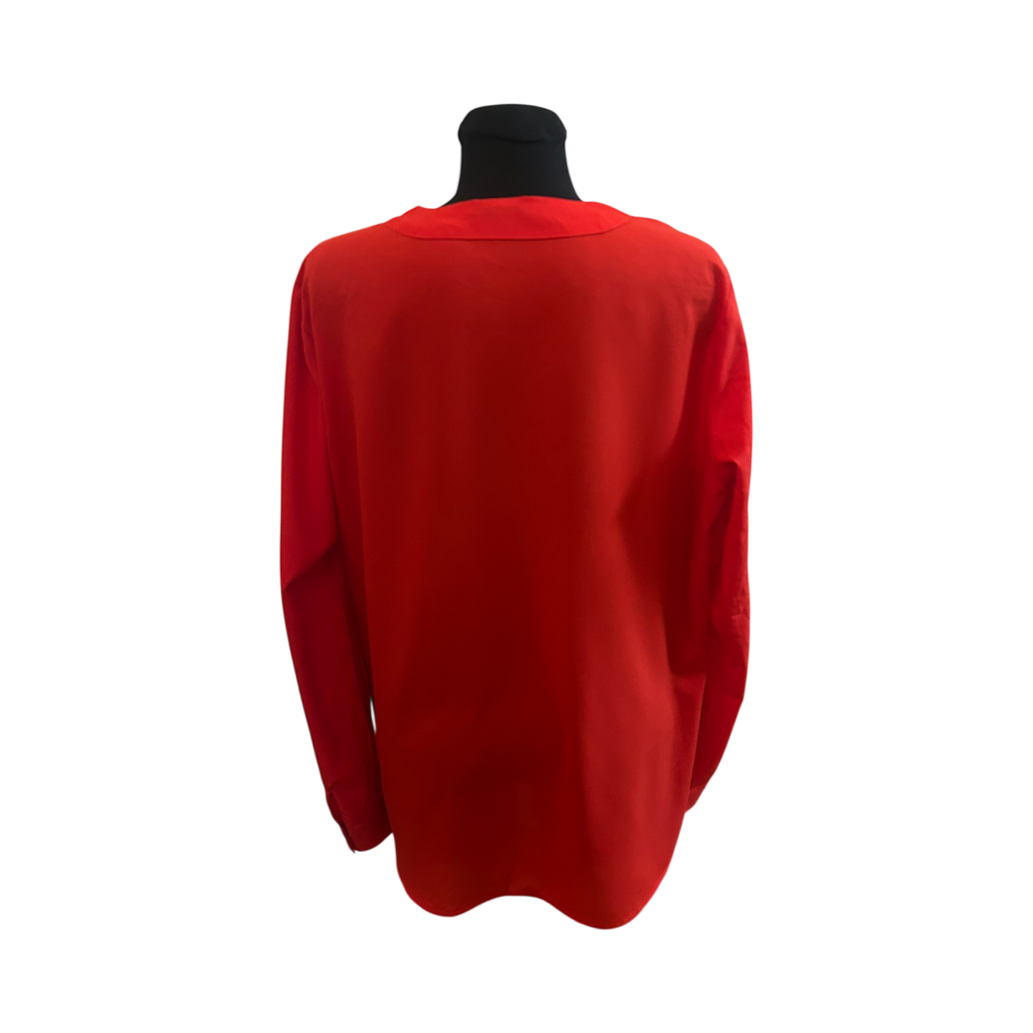 Janina Damen Bluse Größe 44 Rot V Ausschnitt Langarm Krempelärmel Elegant