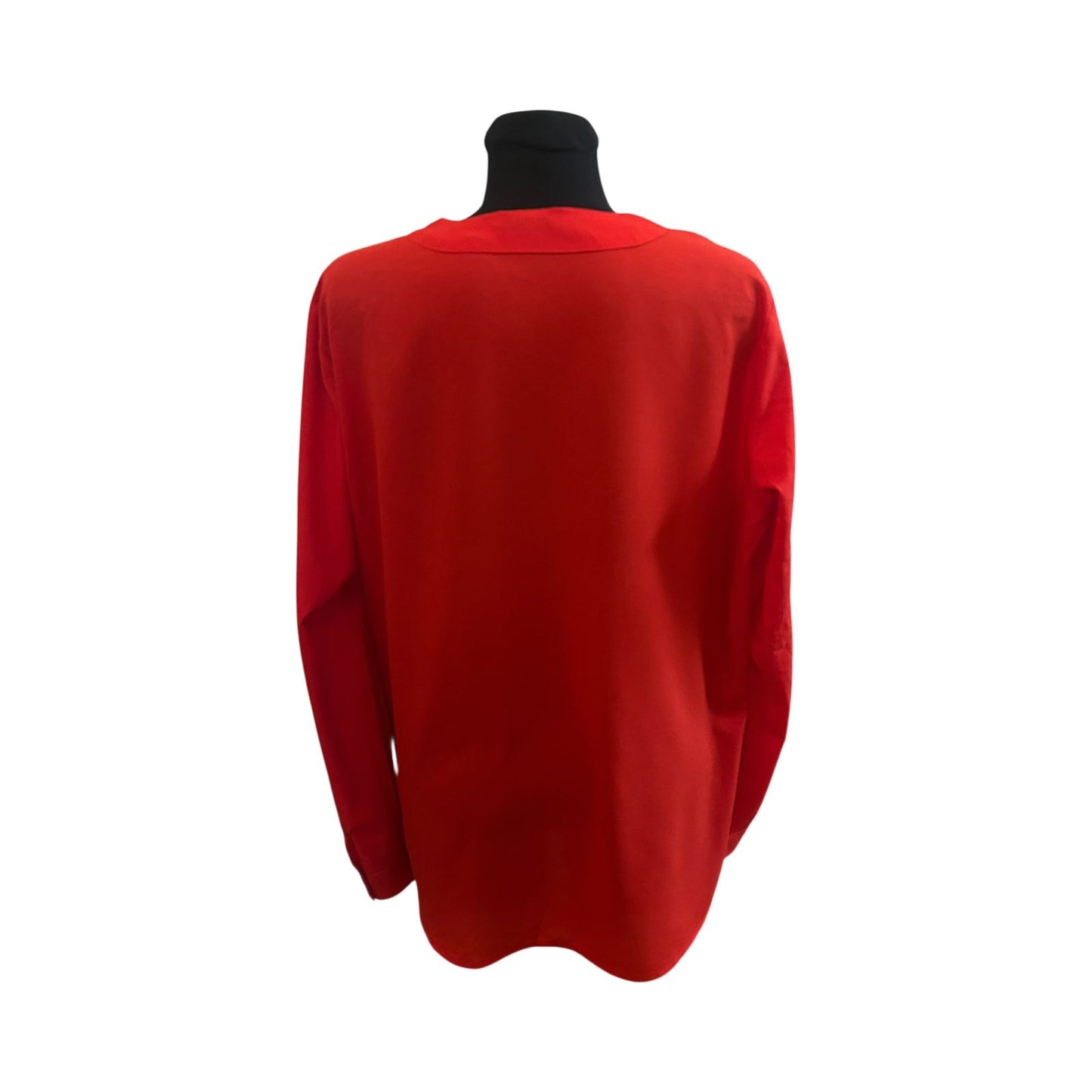 Janina Damen Bluse Größe 44 Rot V Ausschnitt Langarm Krempelärmel Elegant