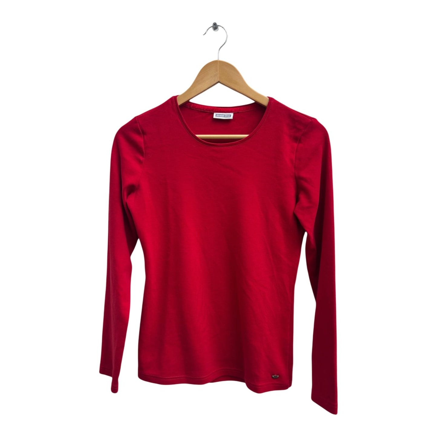 Street One Shirt Damen Gr 40 Rot Langarm Baumwolle Basic Oberteil Casual Top