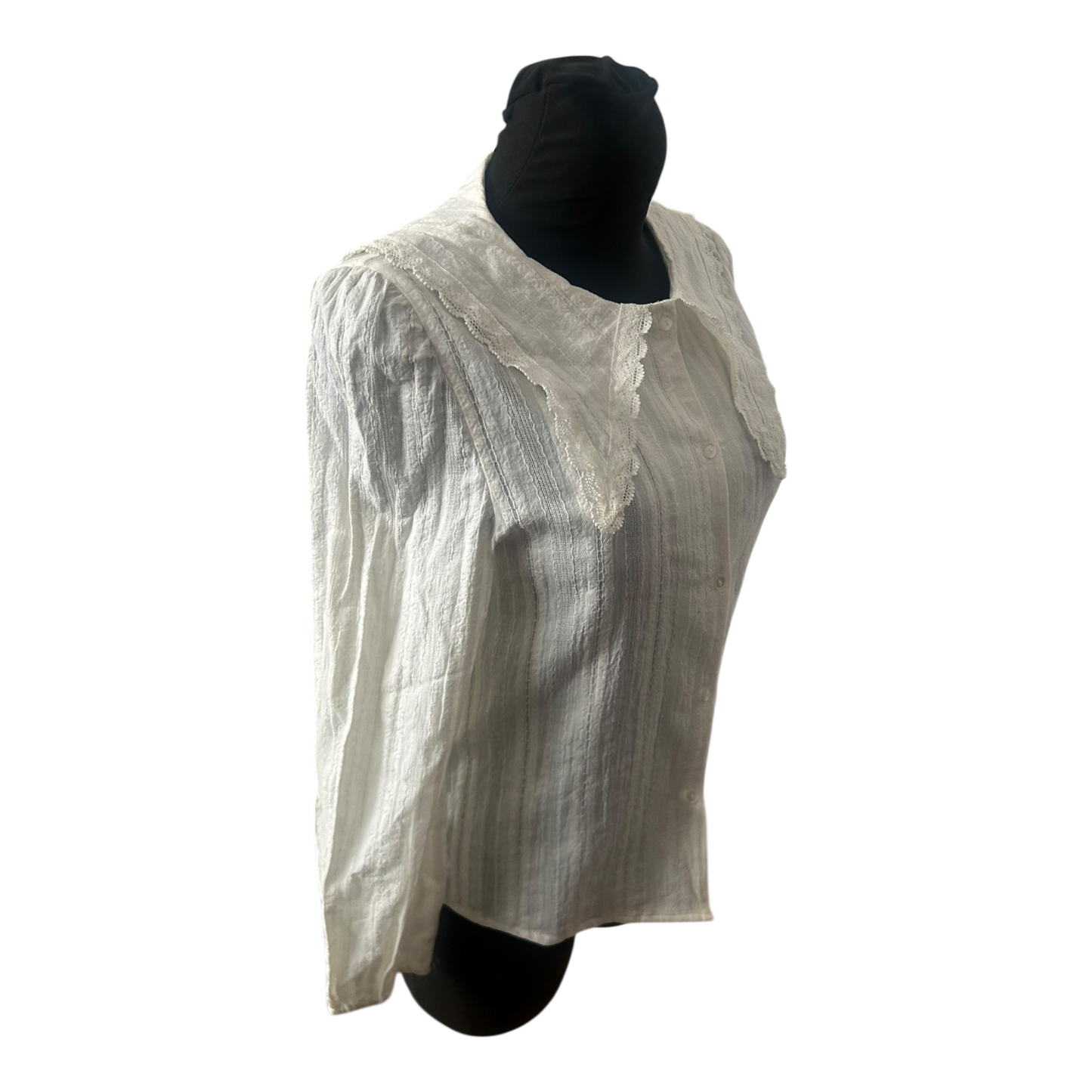 Zara Bluse Mädchen Gr 164 Weiß Baumwolle Spitze Langarm Elegant Vintage Look