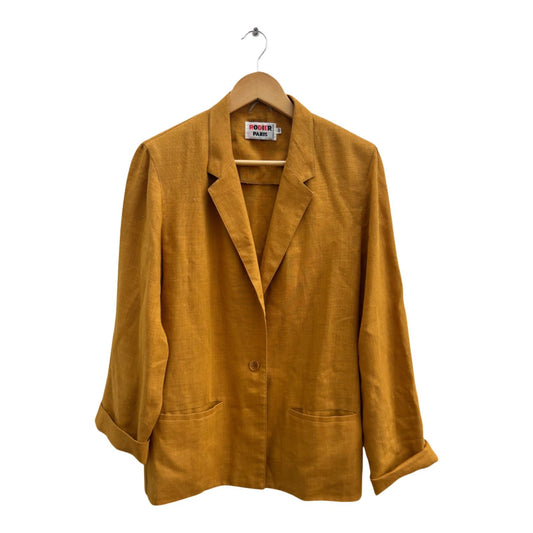 Rodier Paris Blazer Gr 40 Orange Leinen Vintage Made in France Schulterpolster Chic