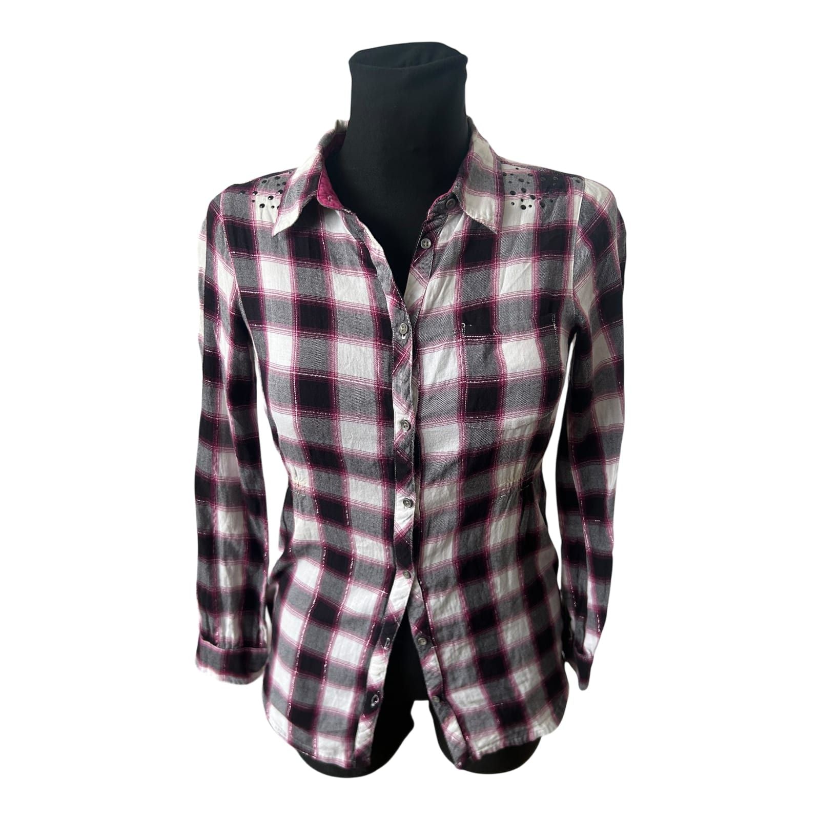C&A Bluse Mädchen Karo Gr 158 Baumwolle Langarm Freizeit Herbst Lässig