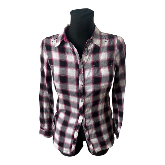 C&A Bluse Mädchen Karo Gr 158 Baumwolle Langarm Freizeit Herbst Lässig