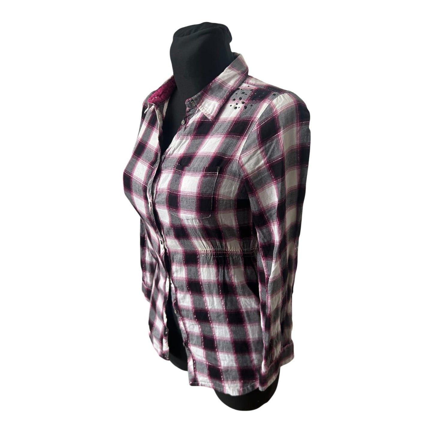 C&A Bluse Mädchen Karo Gr 158 Baumwolle Langarm Freizeit Herbst Lässig