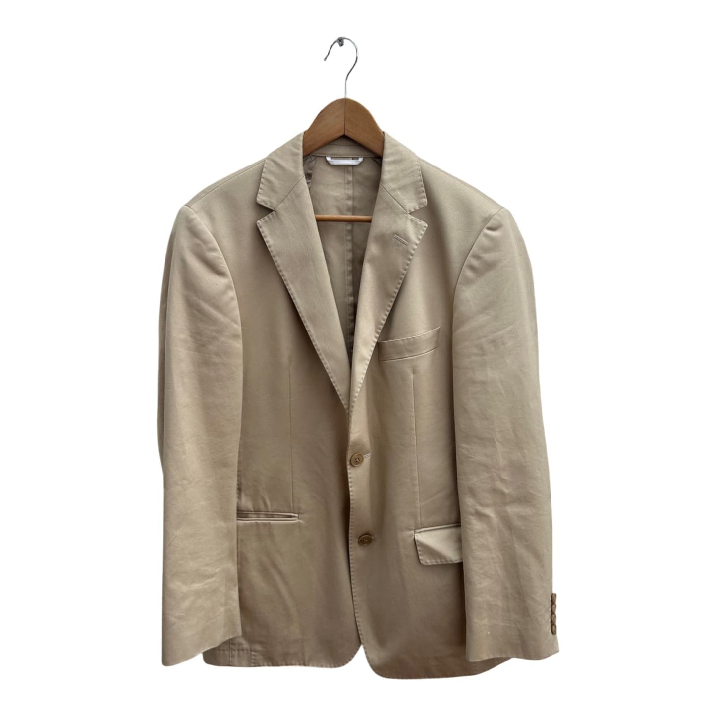 Boss Sakko Herren Blazer Gr 50 Beige Baumwolle Sommerjacke Ohne Futter Elegant