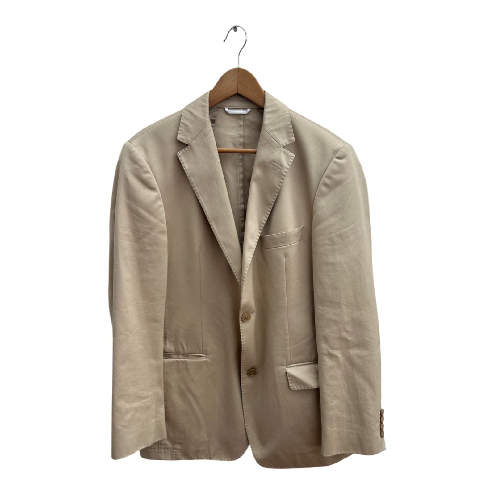 Boss Sakko Herren Blazer Gr 50 Beige Baumwolle Sommerjacke Ohne Futter Elegant