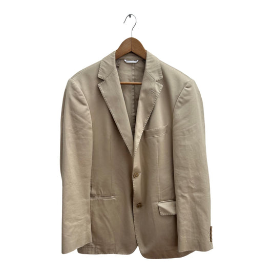 Boss Sakko Herren Blazer Gr 50 Beige Baumwolle Sommerjacke Ohne Futter Elegant