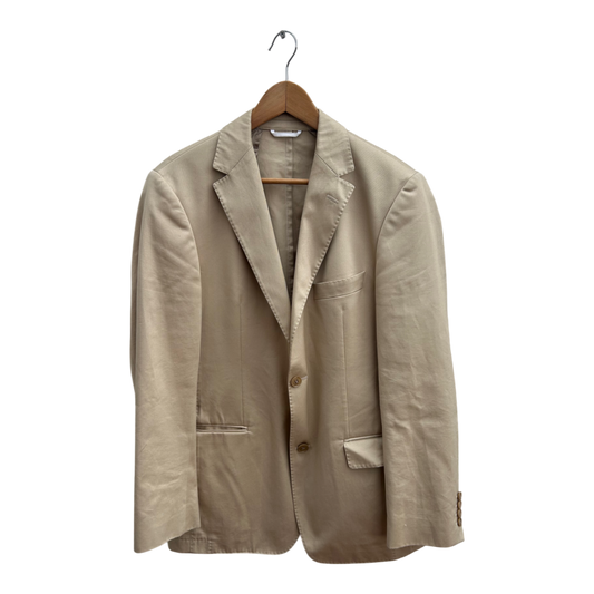 Boss Sakko Herren Blazer Gr 50 Beige Baumwolle Sommerjacke Ohne Futter Elegant
