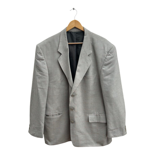 Sakko Herren Gr 56 Grau Kariert Klassisch Poly Viskose Vintage Blazer Business