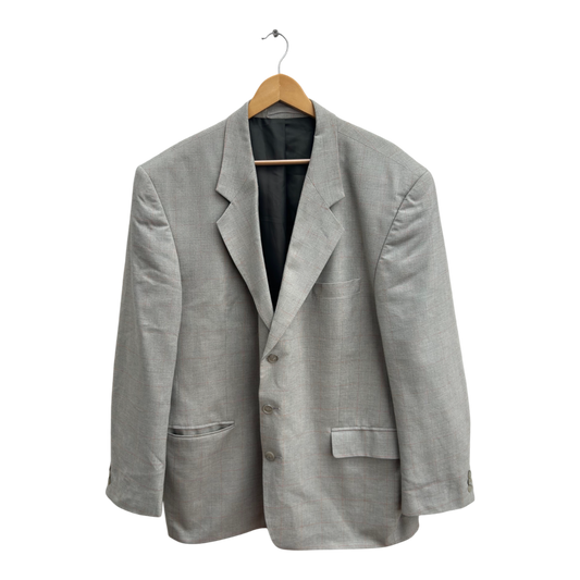 Sakko Herren Gr 56 Grau Kariert Klassisch Poly Viskose Vintage Blazer Business