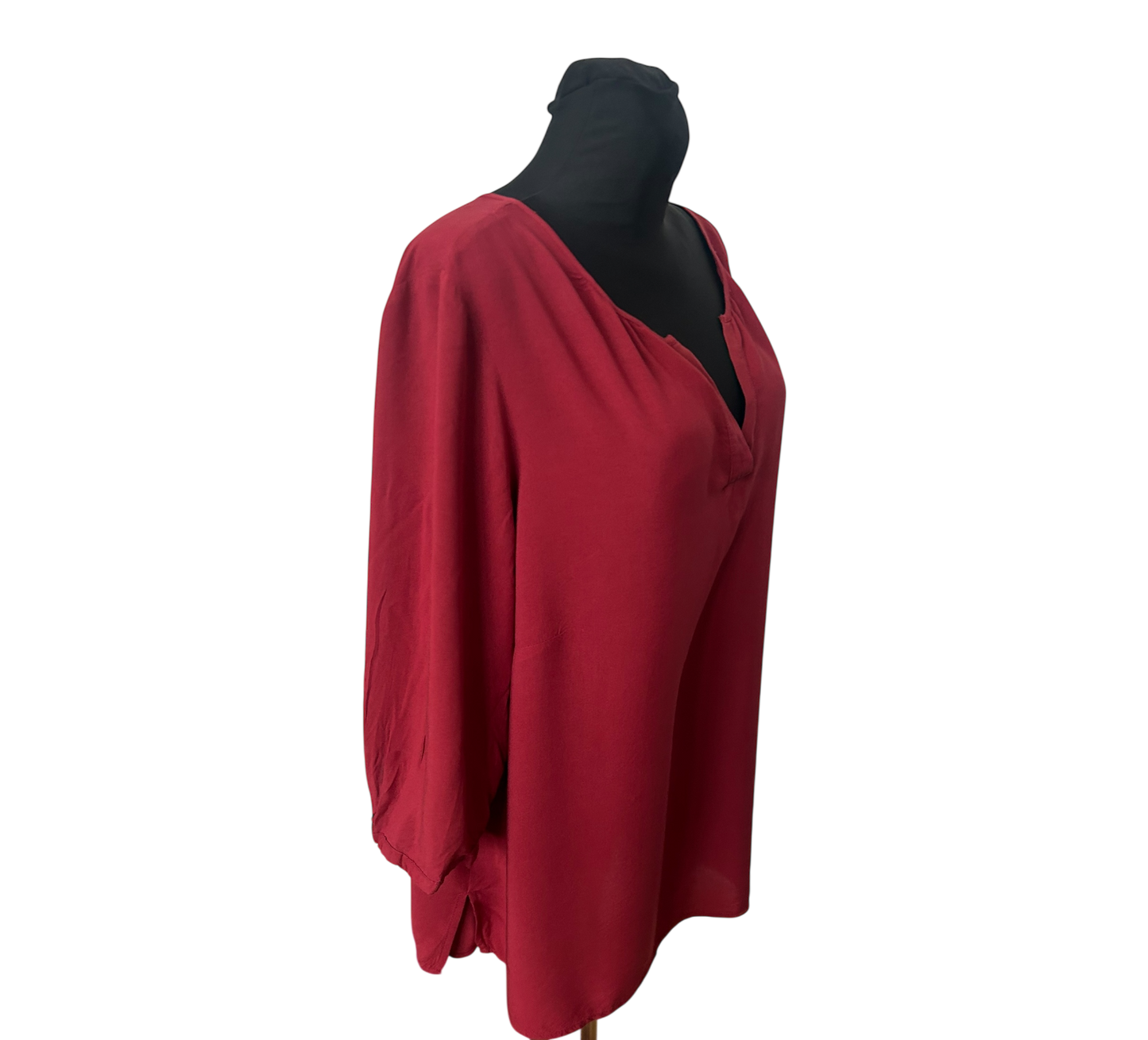 Charles Vögele Damen Bluse Gr 50 Rot 100% Viskose 3/4 Arm Elegant Chic Modern