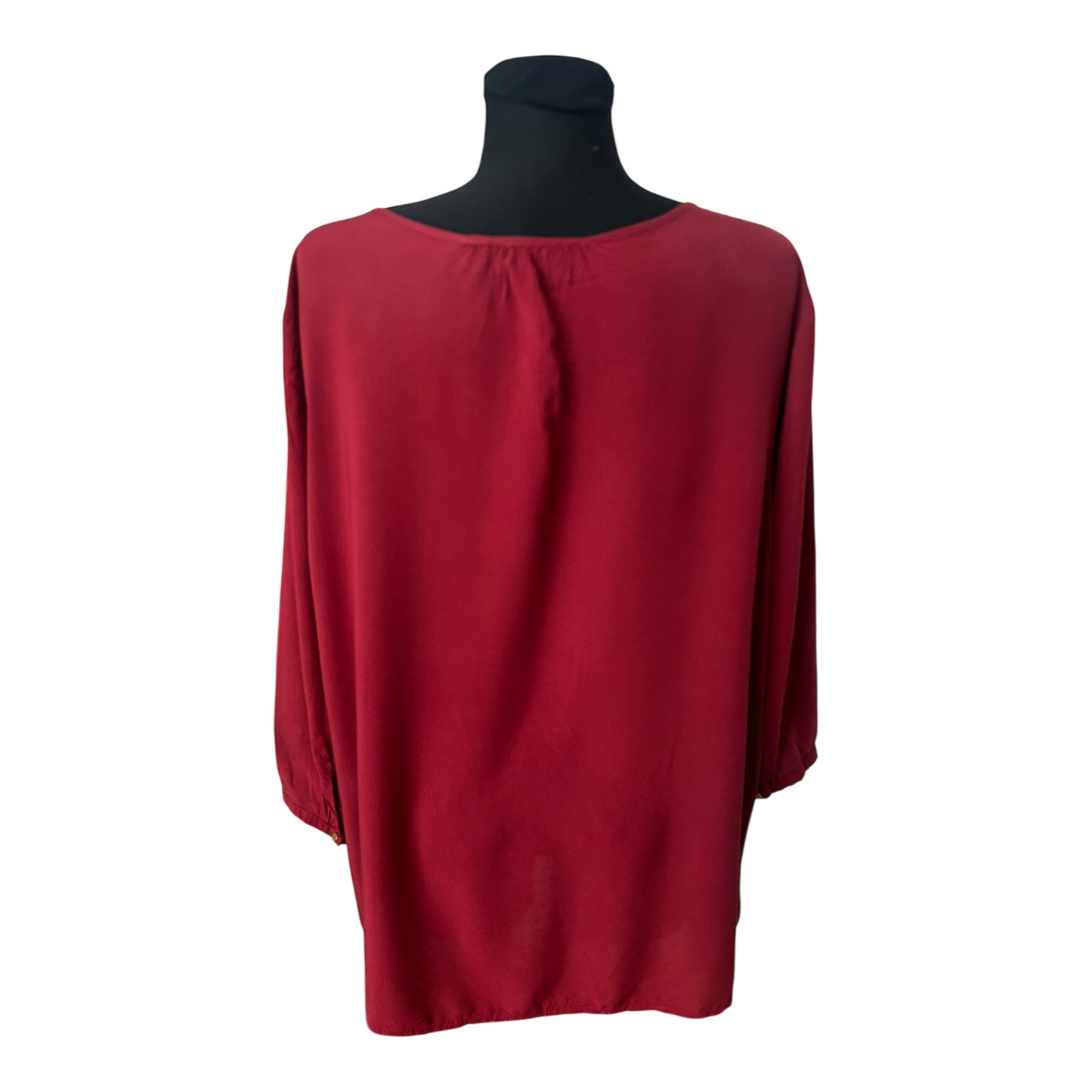 Charles Vögele Damen Bluse Gr 50 Rot 100% Viskose 3/4 Arm Elegant Chic Modern