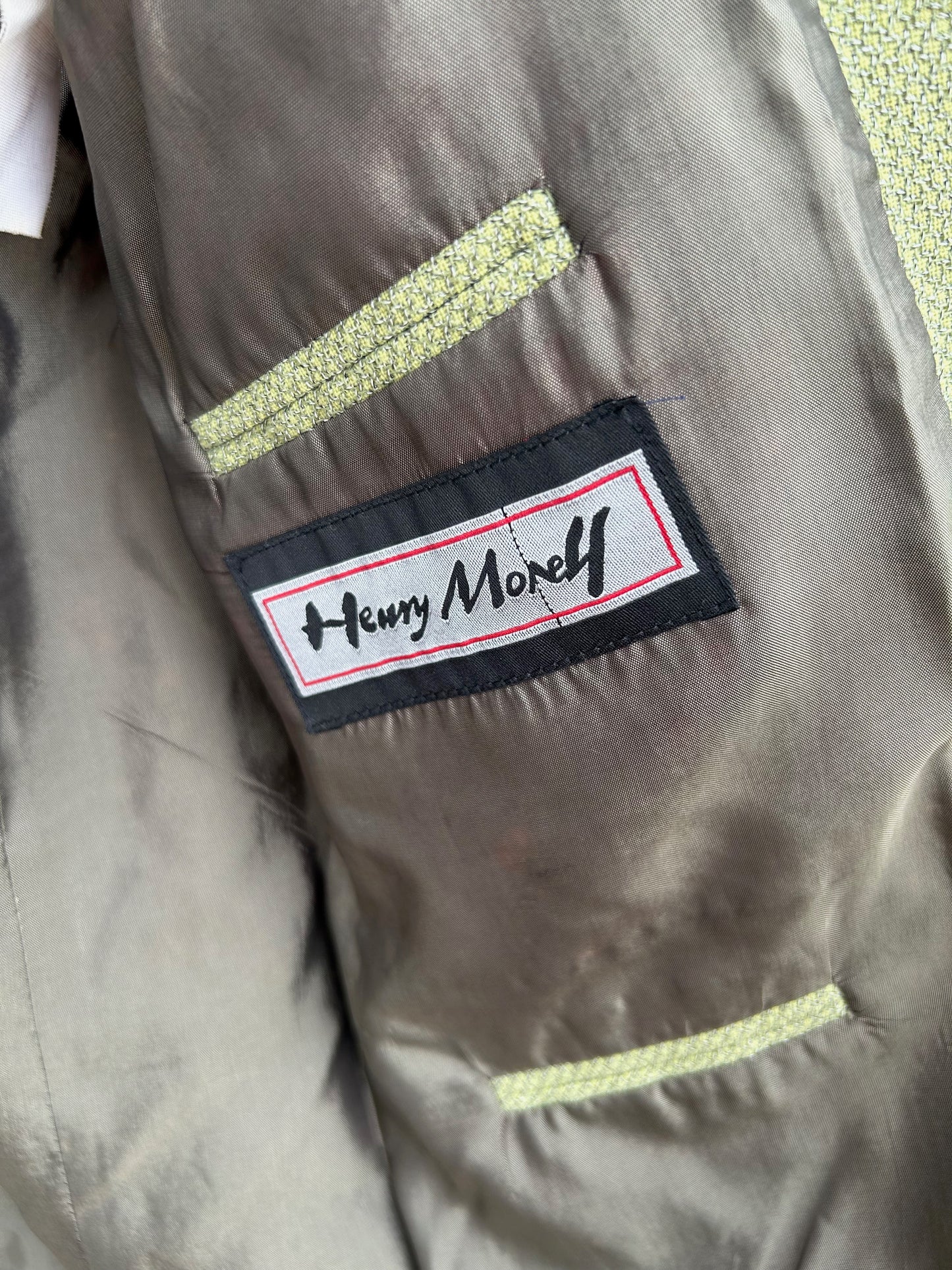 Henry Morey Sakko Herren Jackett Gr 48 Grün Viskose Blazer Elegant Vintage 90er